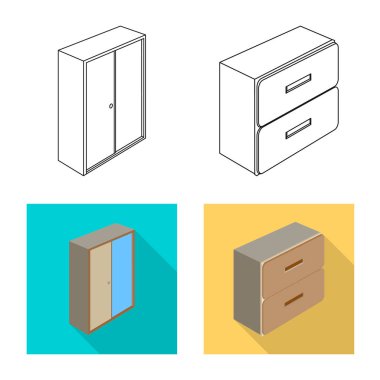 Yatak odası ve oda logo vektör tasarımı. Hisse senedi için yatak ve mobilya vektör simge topluluğu.