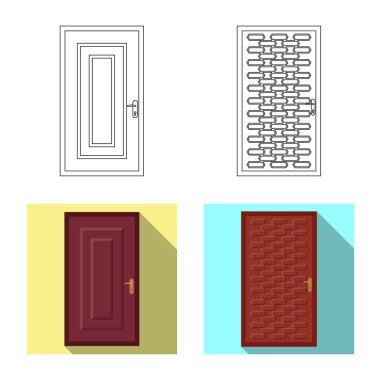 Kapı ve ön logo vektör Illustration. Kapı ve ahşap vektör simgesini hissenin koleksiyonu.