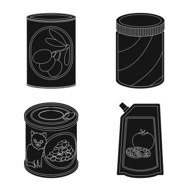 Can ve gıda simge vektör tasarımı. Hisse senedi için can ve paket vektör simge kümesi.