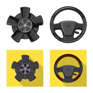 Otomatik ve bölümü simge vektör Illustration. Hisse senedi için oto, araba vektör simge kümesi.