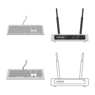 Dizüstü bilgisayar ve aygıt logo vektör Illustration. Dizüstü bilgisayar ve sunucu hisse senedi vektör çizim seti.