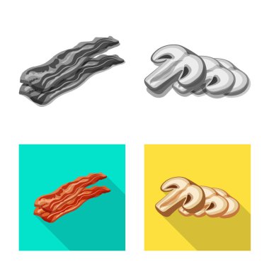 Burger illüstrasyon vektör ve işareti sandviç. Burger ve dilim hisse senedi vektör çizim seti.