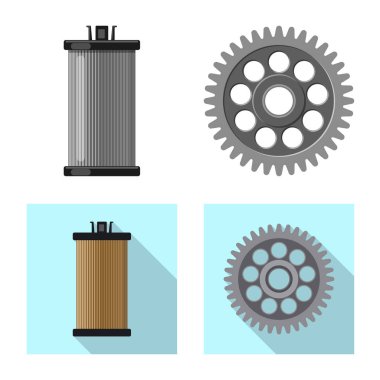 Otomatik ve bölümü simgesi yalıtılmış nesne. Hisse senedi için oto, araba vektör simge kümesi.