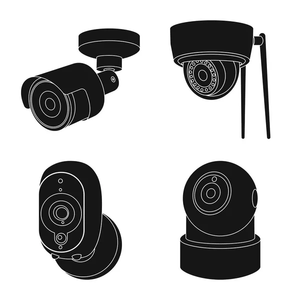 Projeto vetorial de cctv e logotipo da câmera. Coleção de cctv e ícone do vetor do sistema para estoque . —  Vetores de Stock