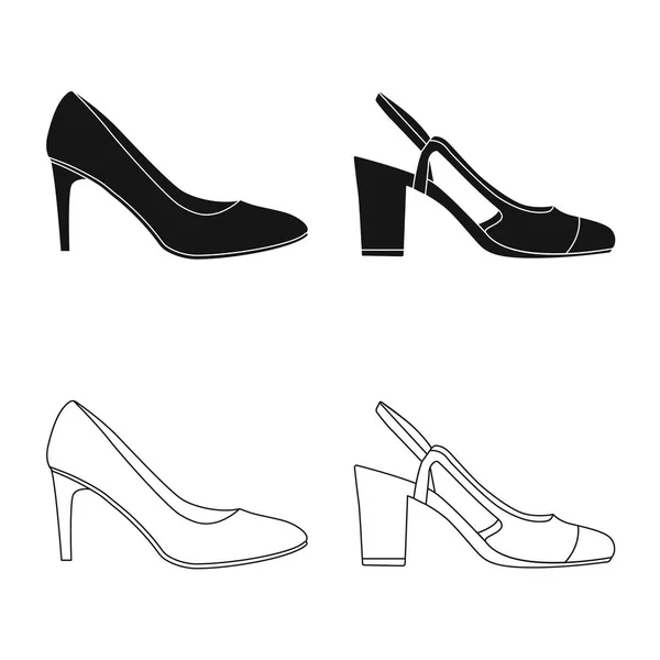 Projeto vetorial de calçado e ícone de mulher. Coleção de calçado e símbolo de estoque de pé de web . — Vetor de Stock
