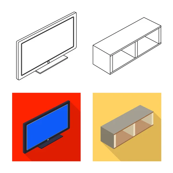 Vector ontwerp van de slaapkamer en kamer symbool. Verzameling van vector-pictogram voor slaapkamer en meubelen voor voorraad. — Stockvector