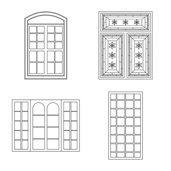 Diseño vectorial de la puerta y el icono frontal. Colección de puerta y vector de madera icono para stock . — Vector de stock