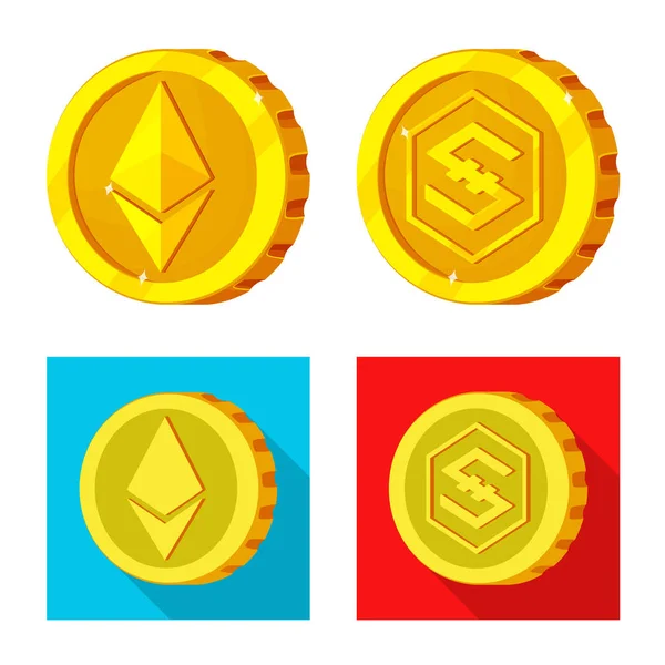 Illustrazione vettoriale della criptovaluta e del logo della moneta. Set di criptovaluta e icona vettoriale crypto per magazzino . — Vettoriale Stock
