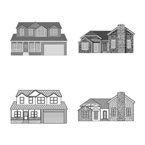 Isolated object of building and front icon. Set of building and roof vector icon for stock. — Stock Vector