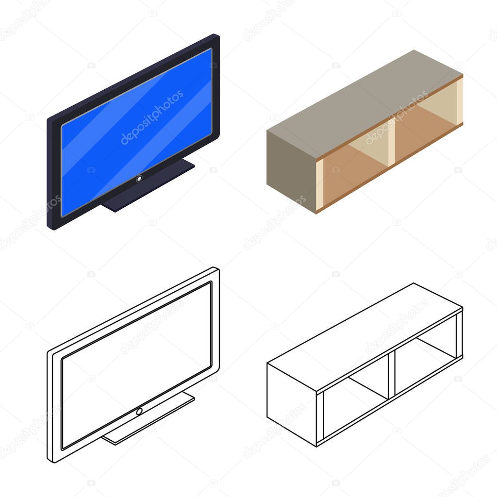 Vector design of bedroom and room icon. Collection of bedroom and furniture stock vector illustration.