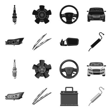 Otomatik ve bölümü logo vektör tasarımı. Web için oto, araba hisse senedi simgesi kümesi.