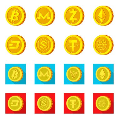 Cryptocurrency ve sikke simge yalıtılmış nesne. Cryptocurrency ve web için kripto hisse senedi simgesi.