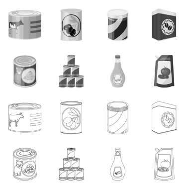 Can ve gıda simge vektör Illustration. Web için can ve paket hisse senedi simgesi kümesi.