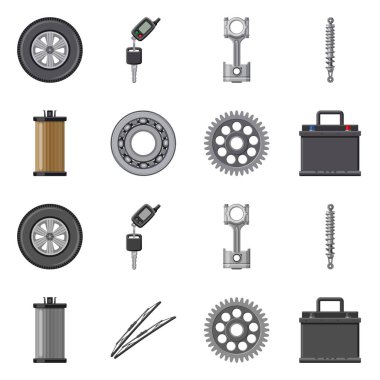 Tasarım otomatik vektör ve işareti bölüm. Oto, araba hisse senedi vektör çizim topluluğu.