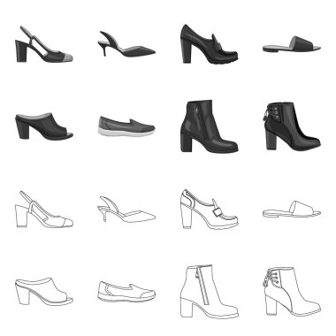 Ayakkabı ve kadın simge vektör Illustration. Ayakkabı gibi ayarla ve stok vektör çizim ayak.