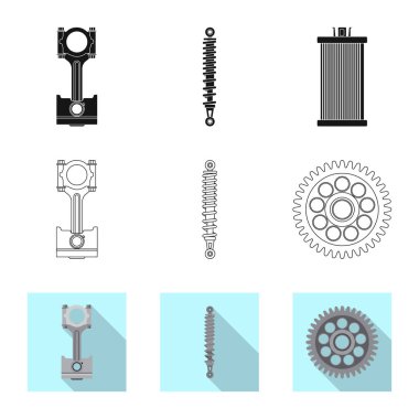 Tasarım otomatik vektör ve işareti bölüm. Hisse senedi için oto, araba vektör simge kümesi.