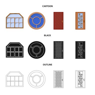 Kapı ve ön kayıt vektör tasarımı. Kapı ve hisse senedi için ahşap vektör simge kümesi.
