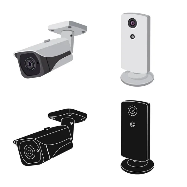 Diseño vectorial de cctv y símbolo de la cámara. Colección de cctv y vector de sistema icono para stock . — Archivo Imágenes Vectoriales