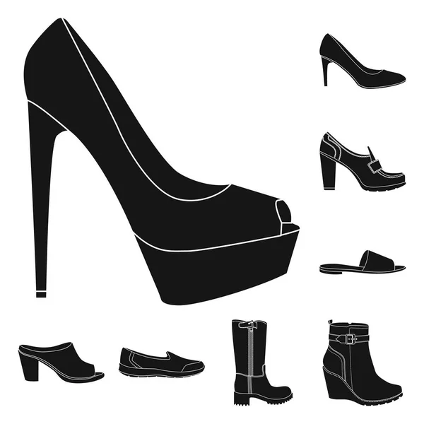 Изолированный предмет обуви и женский символ. Коллекция векторной иллюстрации обуви и ног . — стоковый вектор