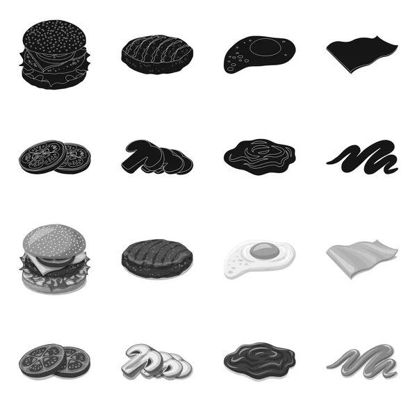 Изолированный предмет бургеров и бутербродов. Набор гамбургеров и ломтиков символа запаса для веб . — стоковый вектор