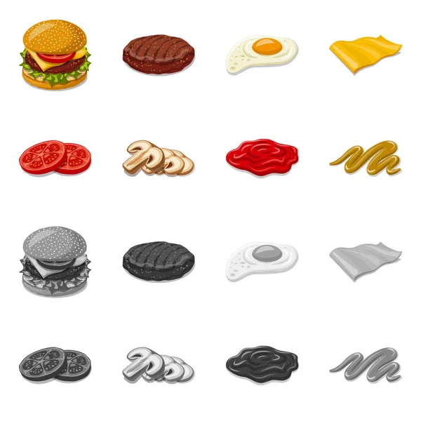 Векторная иллюстрация гамбургеров и бутербродов. Коллекция гамбургеров и ломтиков фондового символа для веб . — стоковый вектор