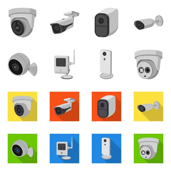 Geïsoleerde object van cctv en camera symbool. Aantal cctv en systeem aandelensymbool voor web. — Stockvector