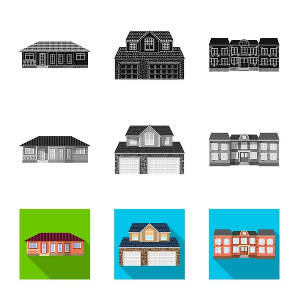 Vektör bina ve açık örnek logo. Bina ve çatı hisse senedi vektör çizim koleksiyonu. — Stok Vektör