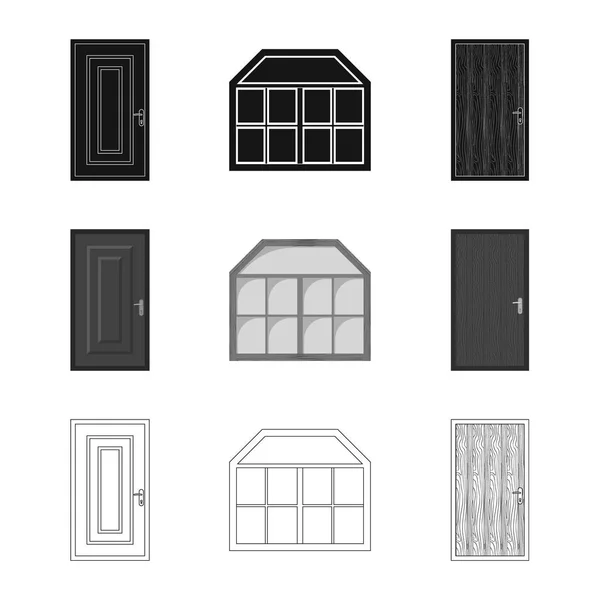 Векторний дизайн дверей і переднього знака. Набір дверних і дерев'яних векторних значків на складі . — стоковий вектор