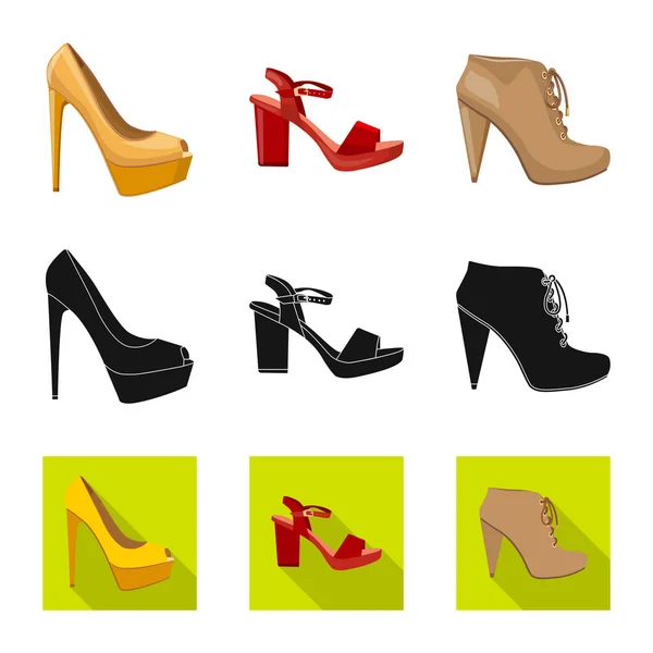 Vector design of footwear and woman symbol. Set of footwear and foot vector icon for stock. — Stock Vector