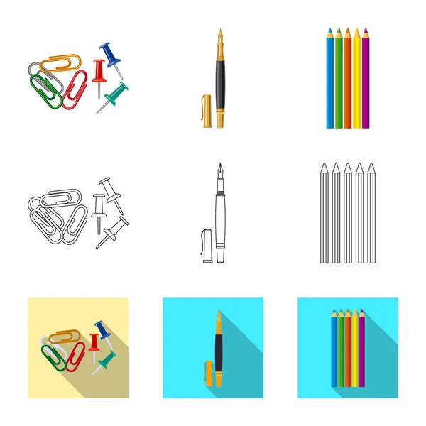 Ilustración vectorial del letrero de oficina y suministro. Colección de icono vectorial de oficina y escuela para stock . — Vector de stock