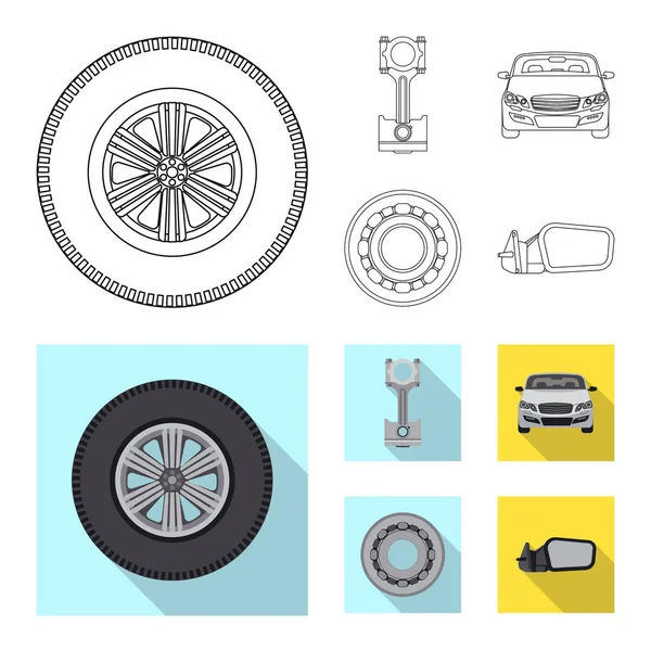 Illustrazione vettoriale del simbolo auto e parte. Raccolta di auto e auto stock simbolo per il web . — Vettoriale Stock