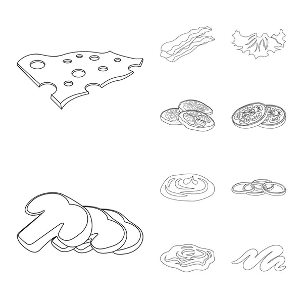 Ilustracja wektorowa burger i kanapka symbolu. Kolekcja burger i plasterek wektor ikona na magazynie. — Wektor stockowy
