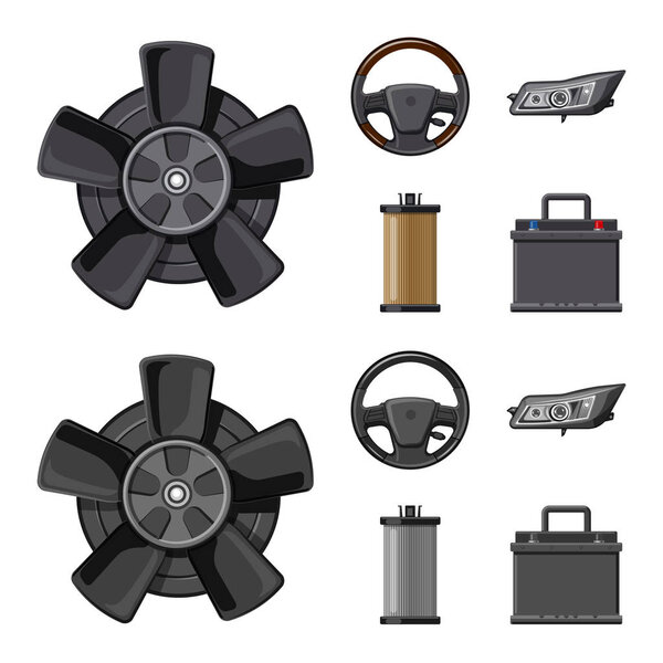 Vector illustration of auto and part logo. Set of auto and car stock vector illustration.