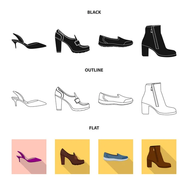 Objeto aislado de calzado y mujer icono. Colección de calzado y pie stock vector ilustración . — Vector de stock