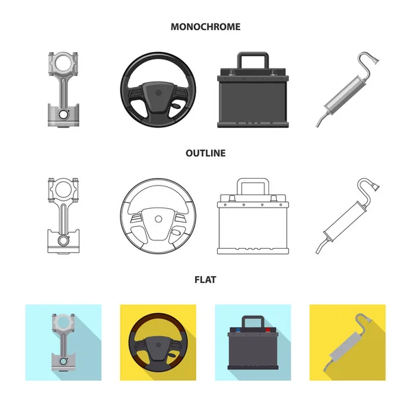 Vektor illustration av auto och del tecken. Samling av auto och bil vektor ikonen för lager. — Stock vektor