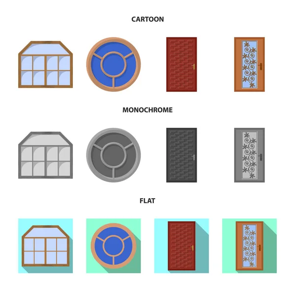 Vektor-Design von Tür und Front-Logo. Sammlung von Tür- und Holzvektorsymbolen für den Vorrat. — Stockvektor