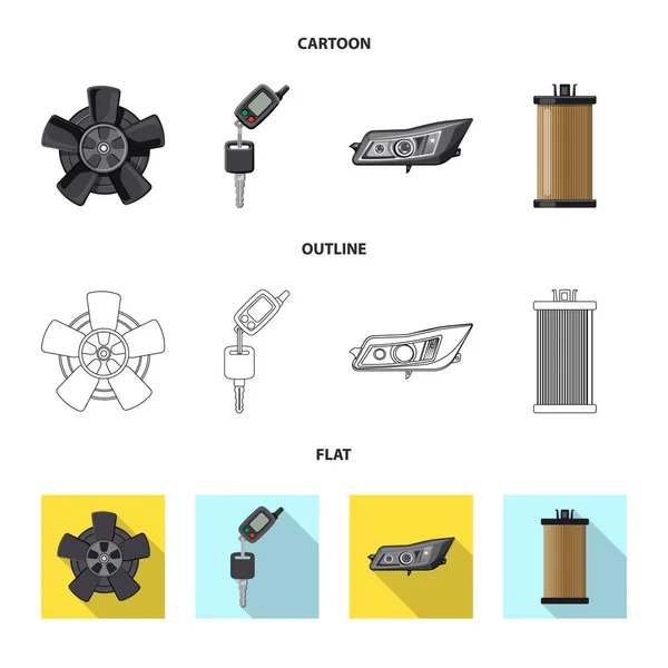 Ilustración vectorial de signo automático y parcial. Conjunto de auto y coche icono vectorial para stock . — Archivo Imágenes Vectoriales