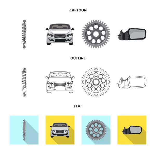 Isolerade objekt av auto och en del logotyp. Uppsättning av auto och bil vektor ikonen för lager. — Stock vektor