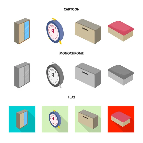Objet isolé de chambre à coucher et signe de chambre. Collection de chambre à coucher et meubles illustration vectorielle de stock . — Image vectorielle
