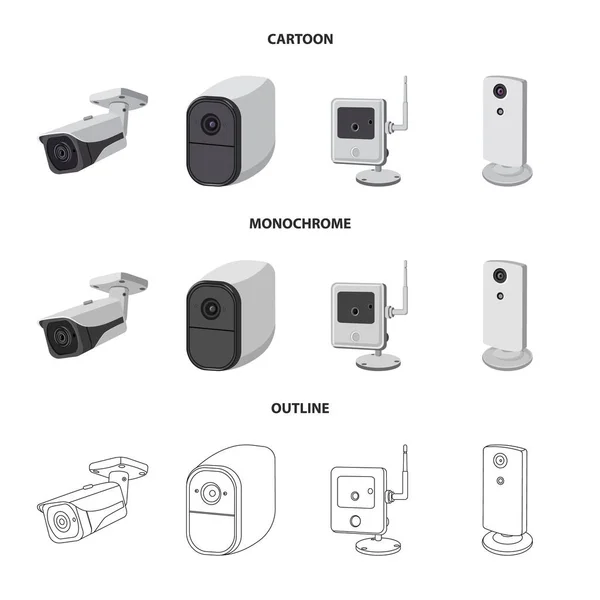 Diseño vectorial de cctv y símbolo de la cámara. Colección de cctv y sistema de ilustración de vector de stock . — Vector de stock