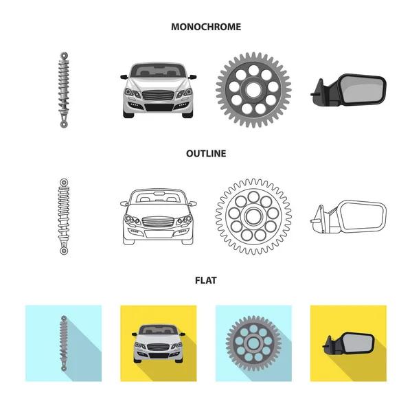 Vector design van de auto en deel logo. Set van auto en auto vector pictogram voor voorraad. — Stockvector