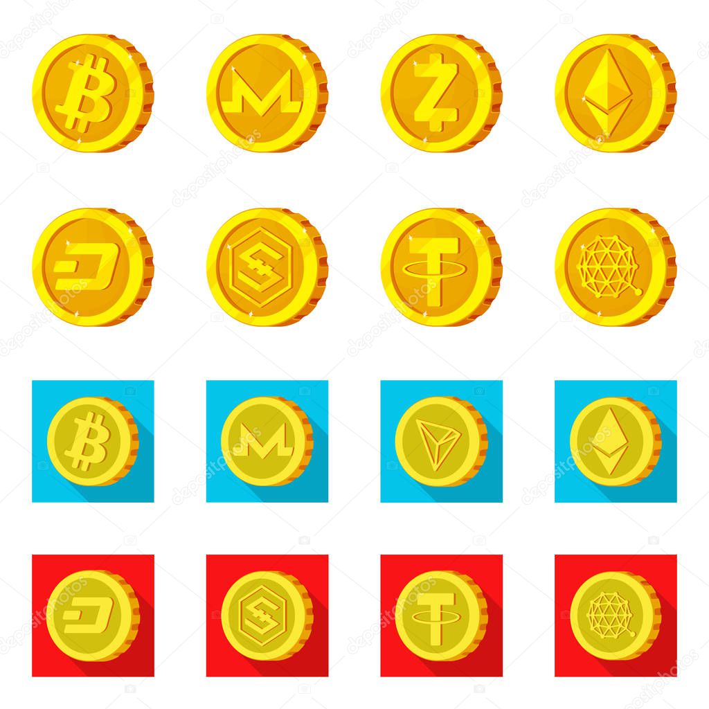 Vector design of cryptocurrency and coin sign. Collection of cryptocurrency and crypto stock vector illustration.