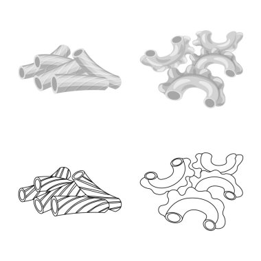 Makarna ve karbonhidrat simge vektör Illustration. Makarna ve makarna koleksiyonu stok web simgesi.