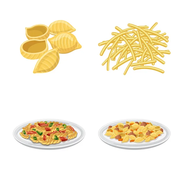 Vektor ilustrasi pasta dan ikon karbohidrat. Mengumpulkan pasta dan gambar vektor saham makaroni . - Stok Vektor