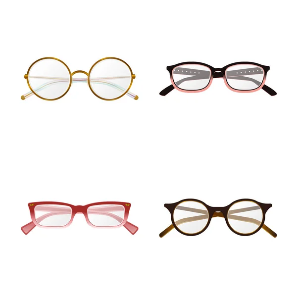 Ilustração vetorial de óculos e quadro sinal. Coleção de óculos e símbolo de estoque acessório de web . — Vetor de Stock