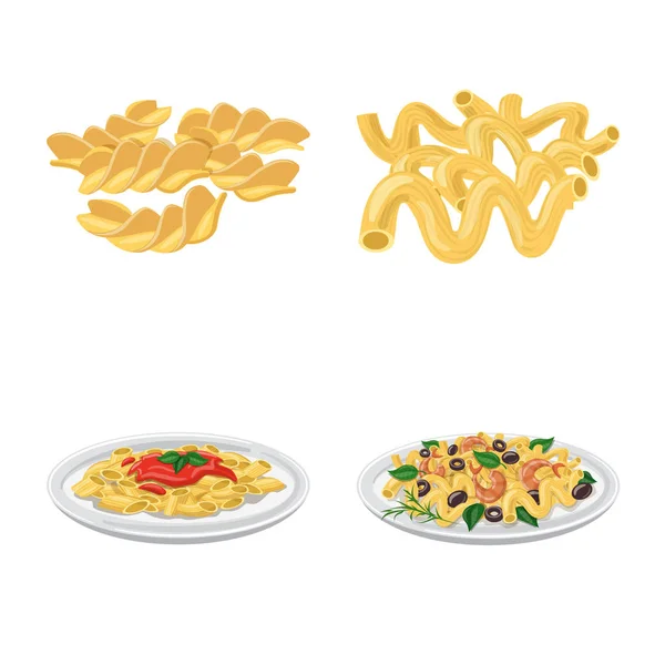 Vector Illustration Pasta Carbohydrate Icon Collection Pasta Macaroni Stock Symbol — Stock Vector