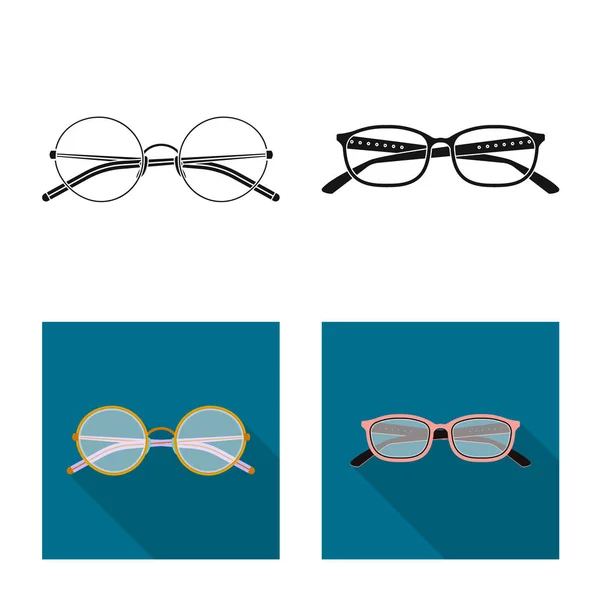 Vector illustration of glasses and frame symbol. Set of glasses and accessory vector icon for stock. — Stock Vector