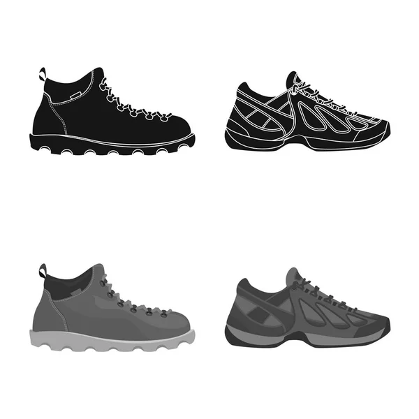 Design vettoriale della scarpa e del logo delle calzature. Set di scarpe e icona vettoriale del piede per magazzino . — Vettoriale Stock