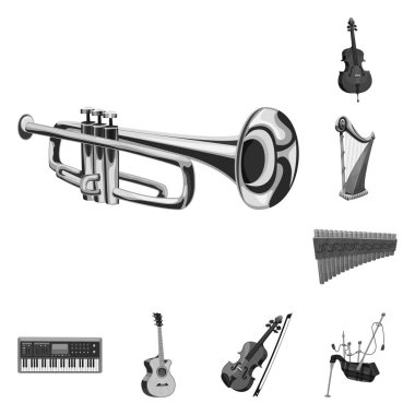 Müzik ve melodi logo vektör Illustration. Müzik ve aracı hisse senedi vektör çizim topluluğu.