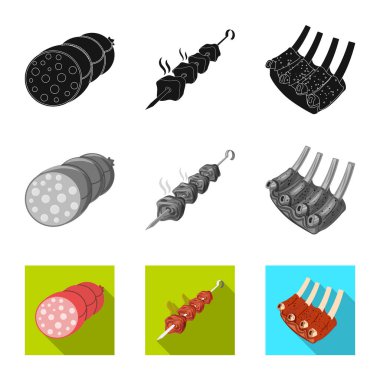 Eti ve jambon logosu yalıtılmış nesne. Et ve hisse senedi simgesi web için pişirme.